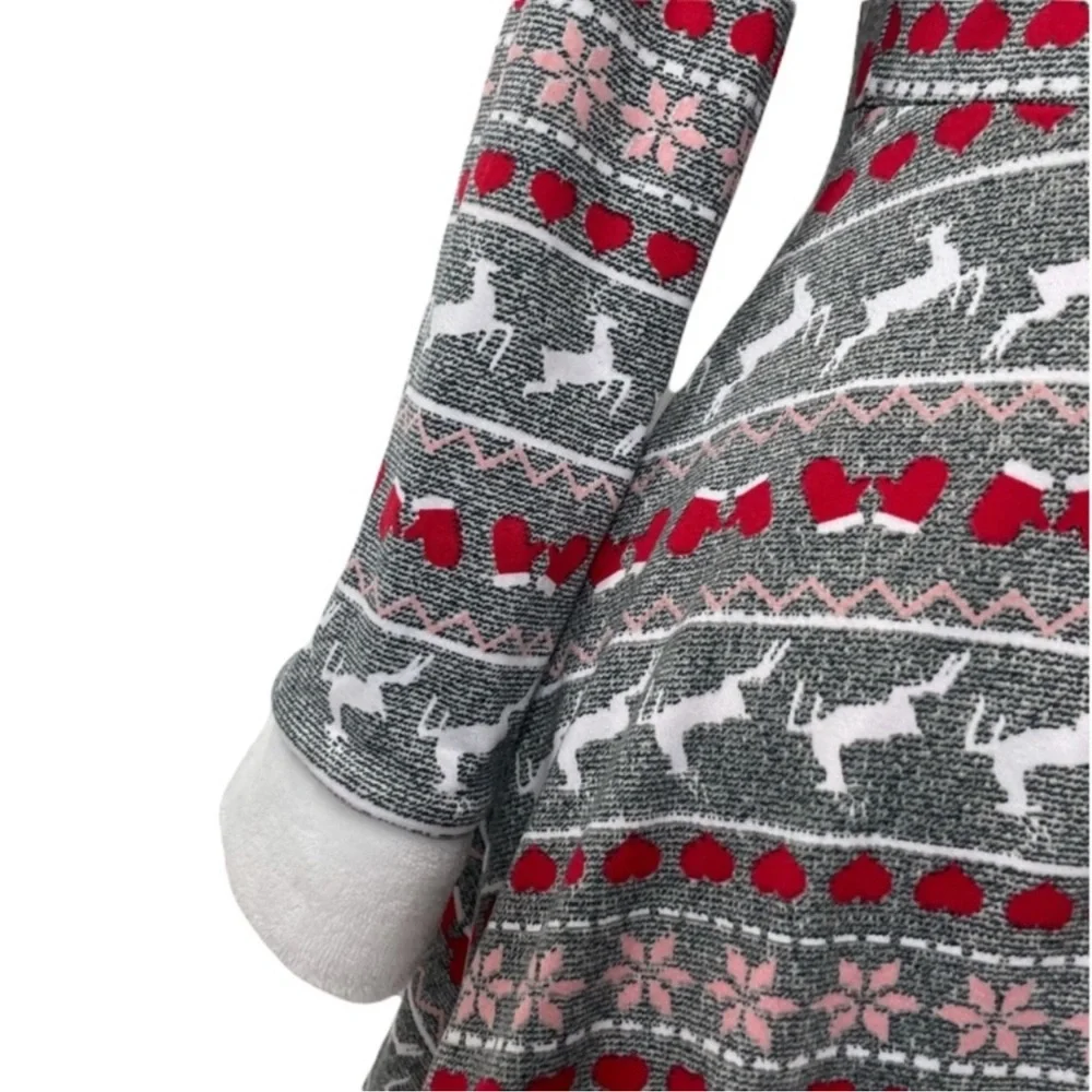 Handmade Christmas Dress Holiday Fair Isle Reversible Pattern Girls Large 12/14